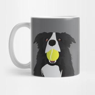 Border Collie with a Tennis Ball Mug